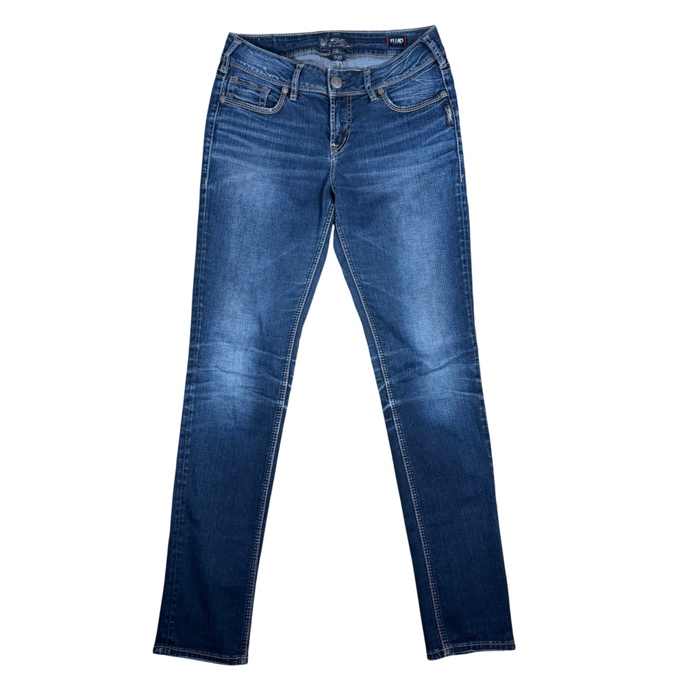 Silver Jeans Co Suki Mid Skinny Fluid Denim Dark Wash L93116SA1470 W29 L31